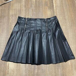 Zara Black Pleated faux Leather Skirt